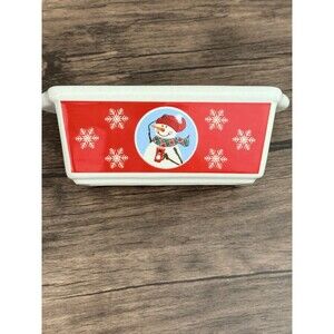 Century Mini Bread Loaf Pans Baking Stoneware Dishes - Christmas Snowmen
